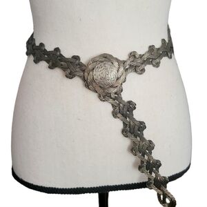 Stelios Handcrafted Macrame Woven Copper Wire Mesh Pewter Plated Belt